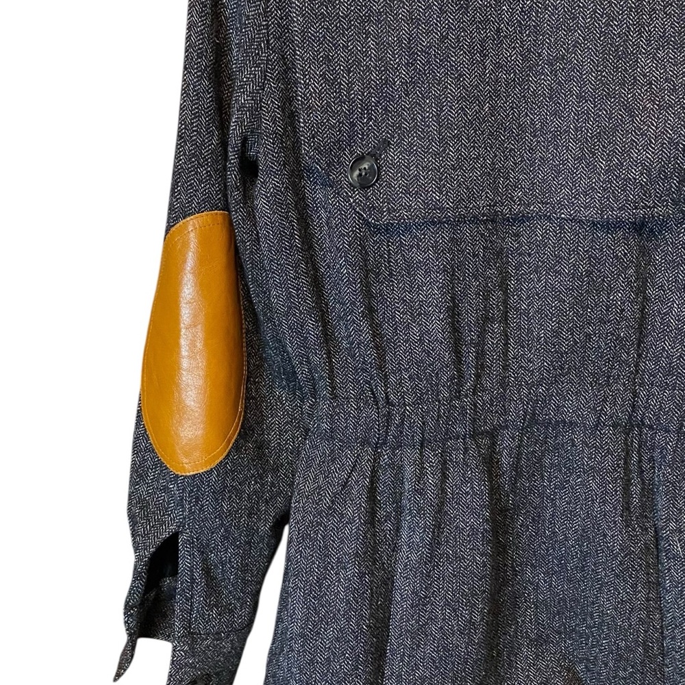 SMYTHE Spencer Jacket XS Black Donegal Herringbone Leather Elbow Patch Blazer - Picture 10 of 12